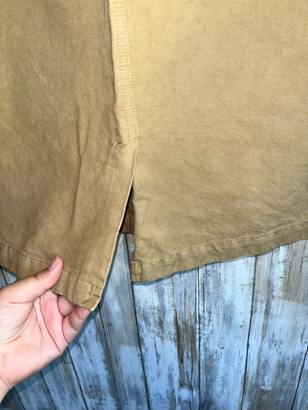 A.L.C. Tan Linen Blend Skirt Size 8 High Waist Knee Length Utility Minimal Chic - Picture 5 of 7